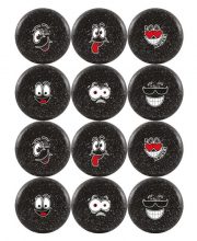 Hockeygear.eu dozijn hockeybal Emoticon / smiley glitter zwart